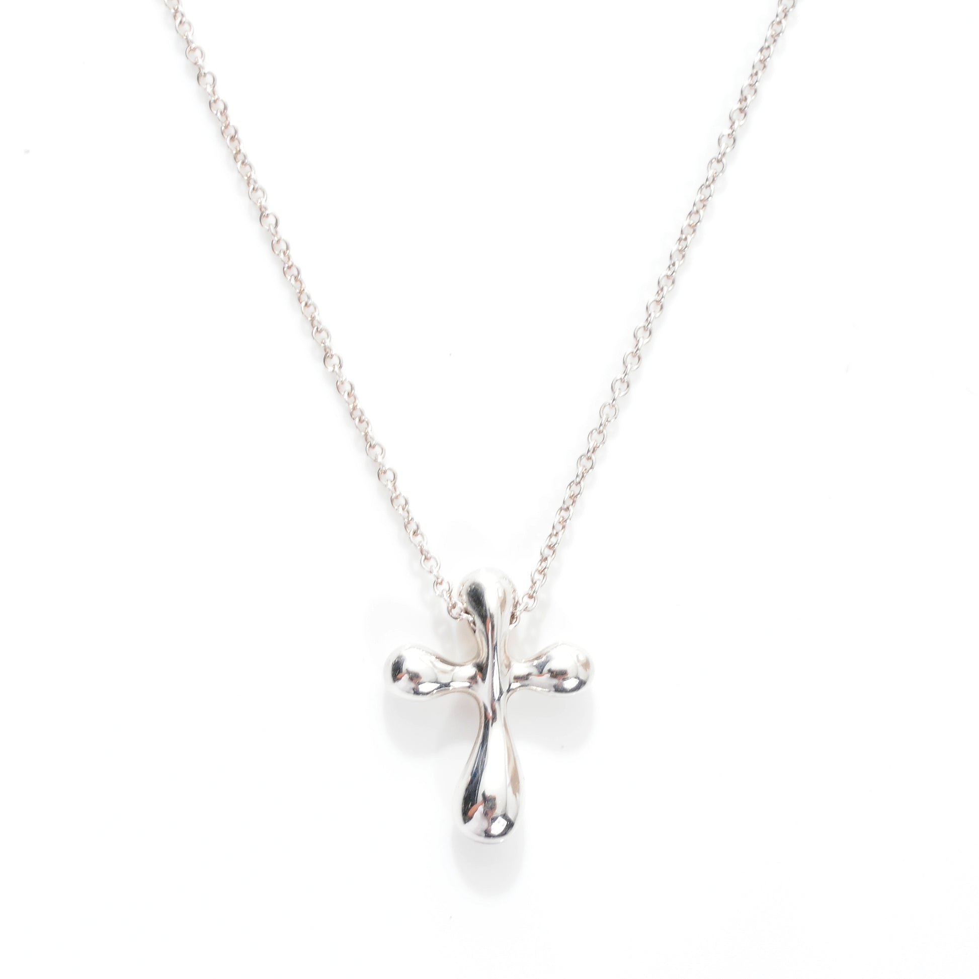 Tiffany Sterling Silver 12mm Elsa Peretti Cross Pendant Necklace 1 of 5