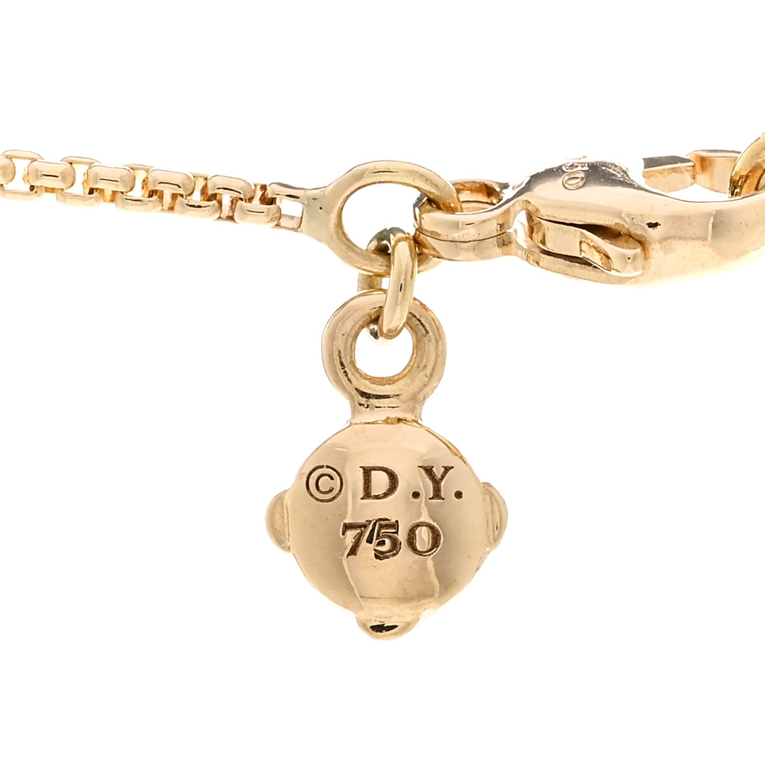 David Yurman 18K Yellow Gold Diamond 21mm Crossover Pendant Necklace 4 of 4