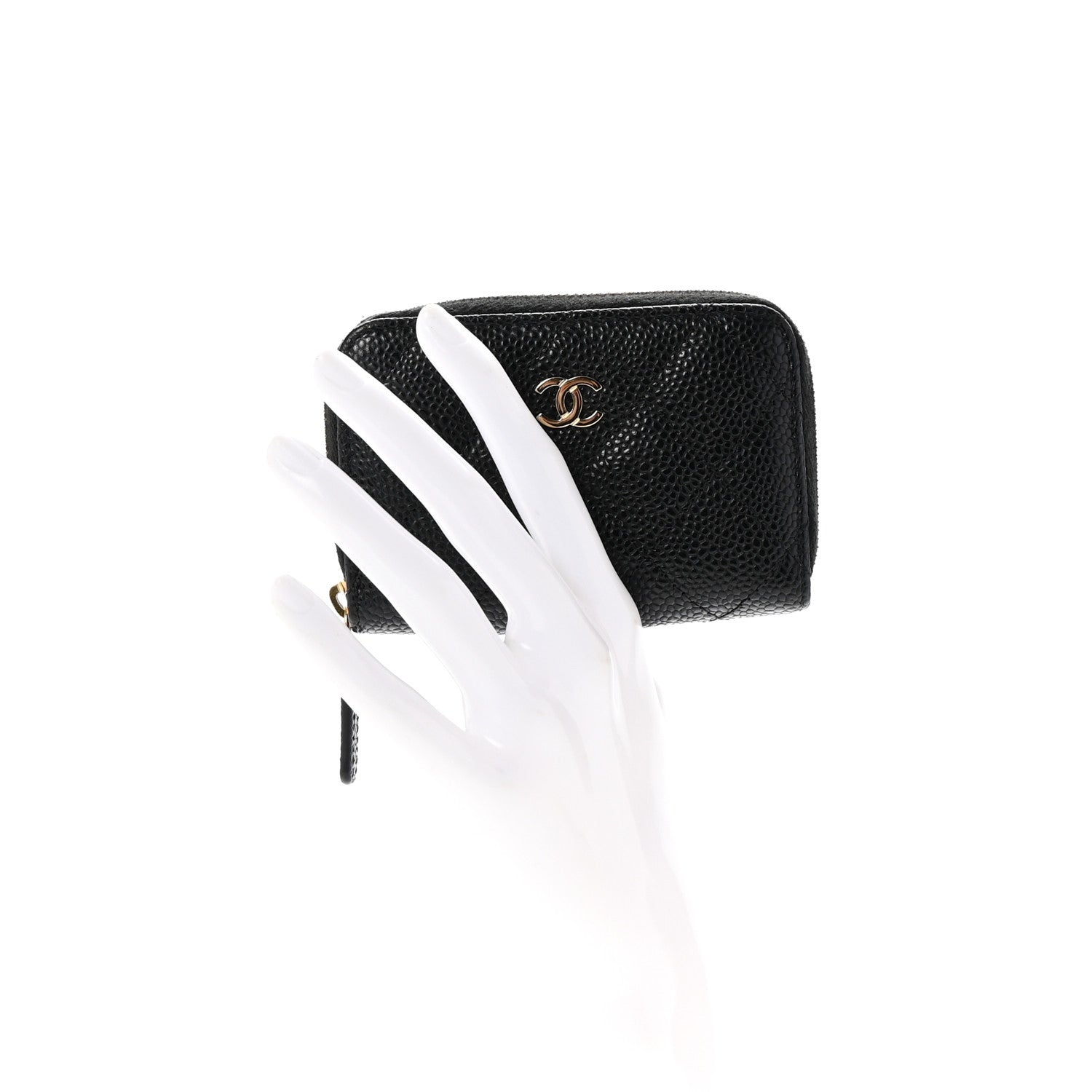 Chanel Caviar Quilted Zip Coin Purse Black 2 of 7
