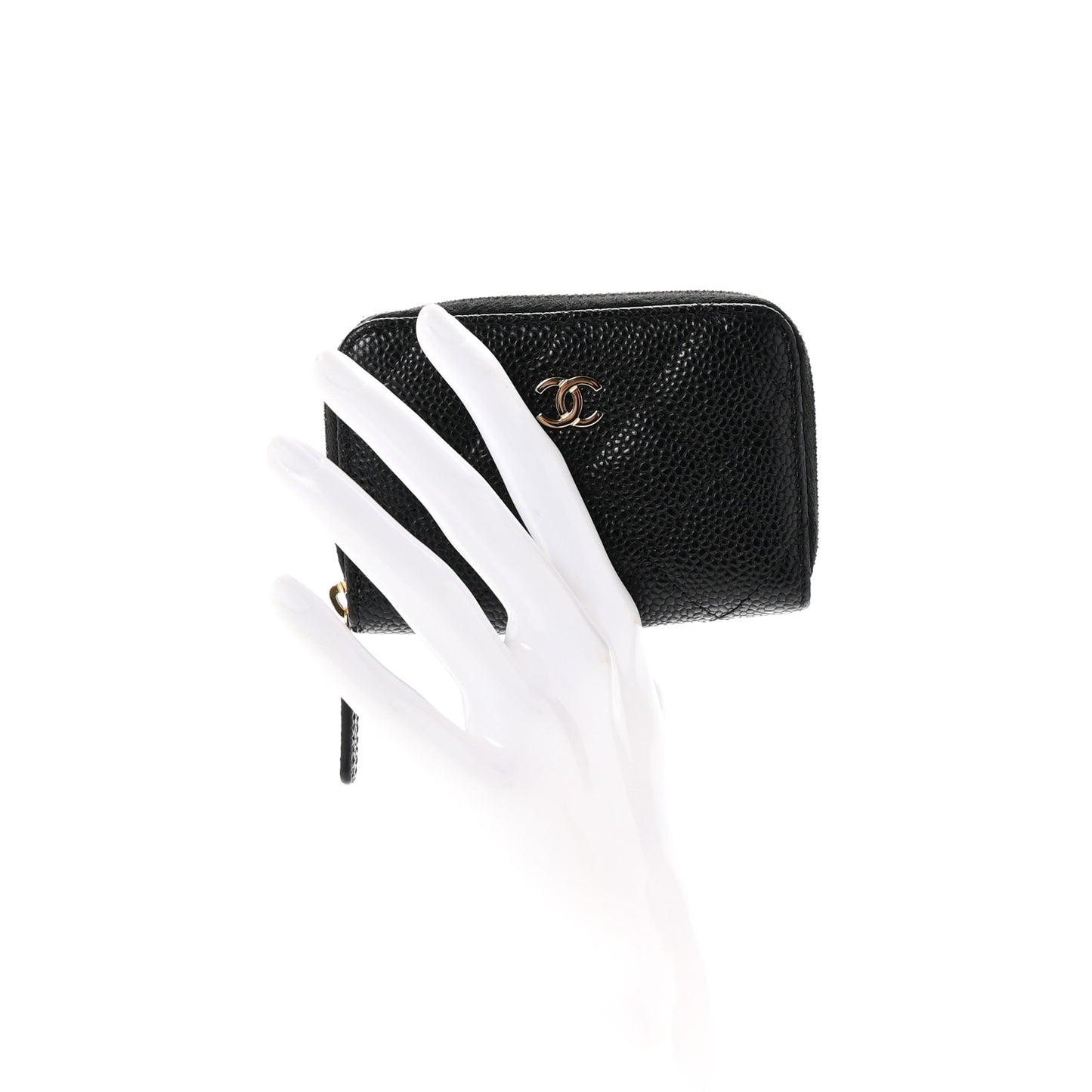 Caviar Quilted Zip Coin Purse Black