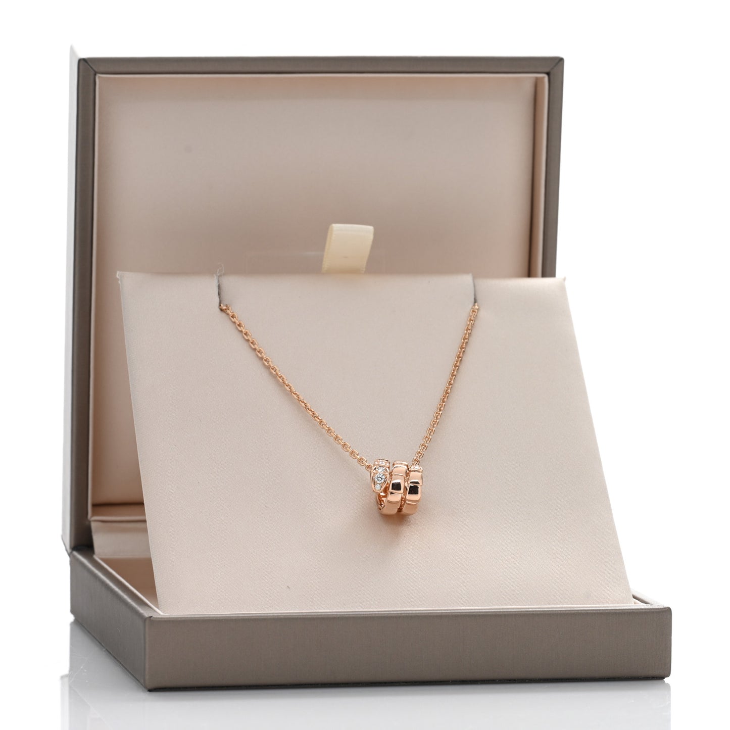 18K Rose Gold Diamond Serpenti Viper Demi Pave Pendant Necklace
