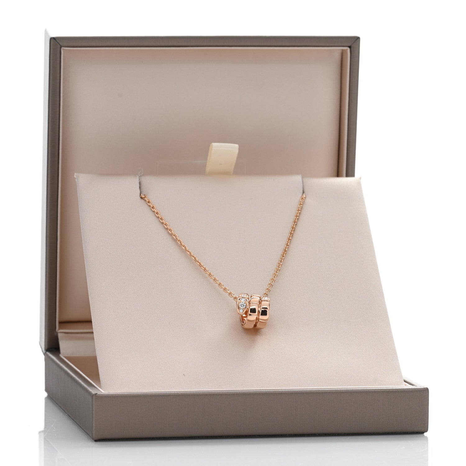 Bulgari 18K Rose Gold Diamond Serpenti Viper Demi Pave Pendant Necklace 5 of 5