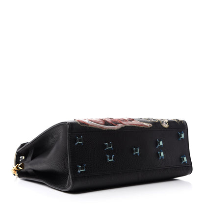 Valentino Garavani Pebbled Calfskin Animal Embroidered My Rockstud Frame Bag Black Multicolor 4 of 9