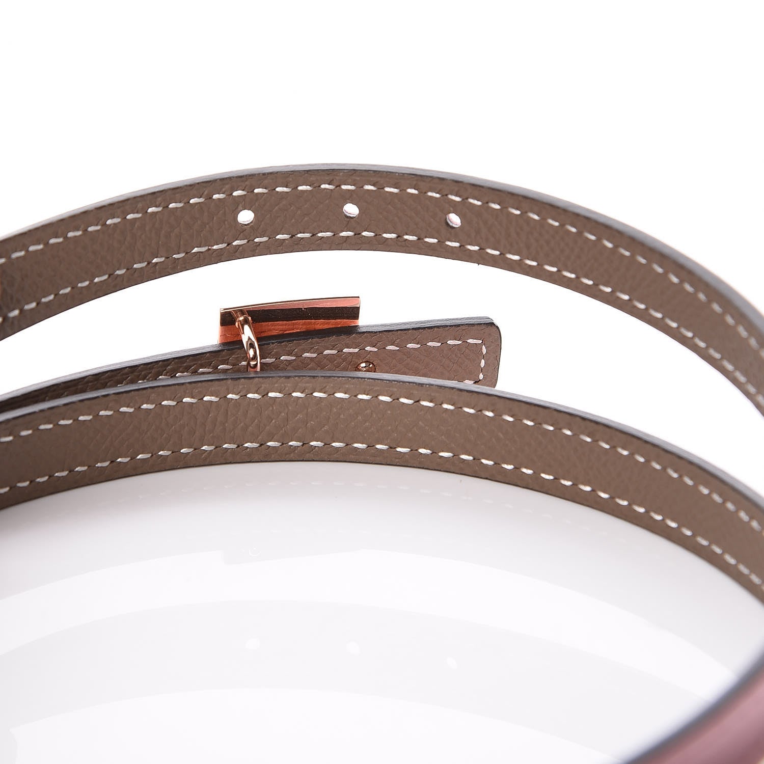 Hermes Swift Epsom 13mm Eileen Reversible Belt 85 Rose Sakura Etoupe 4 of 7