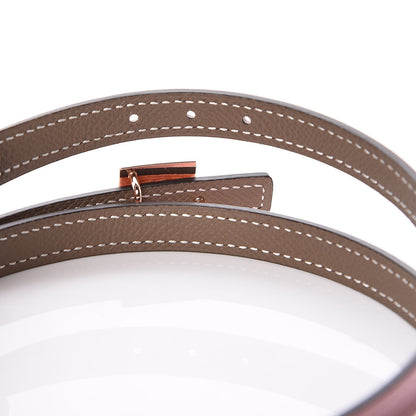 Hermes Swift Epsom 13mm Eileen Reversible Belt 85 Rose Sakura Etoupe 4 of 7