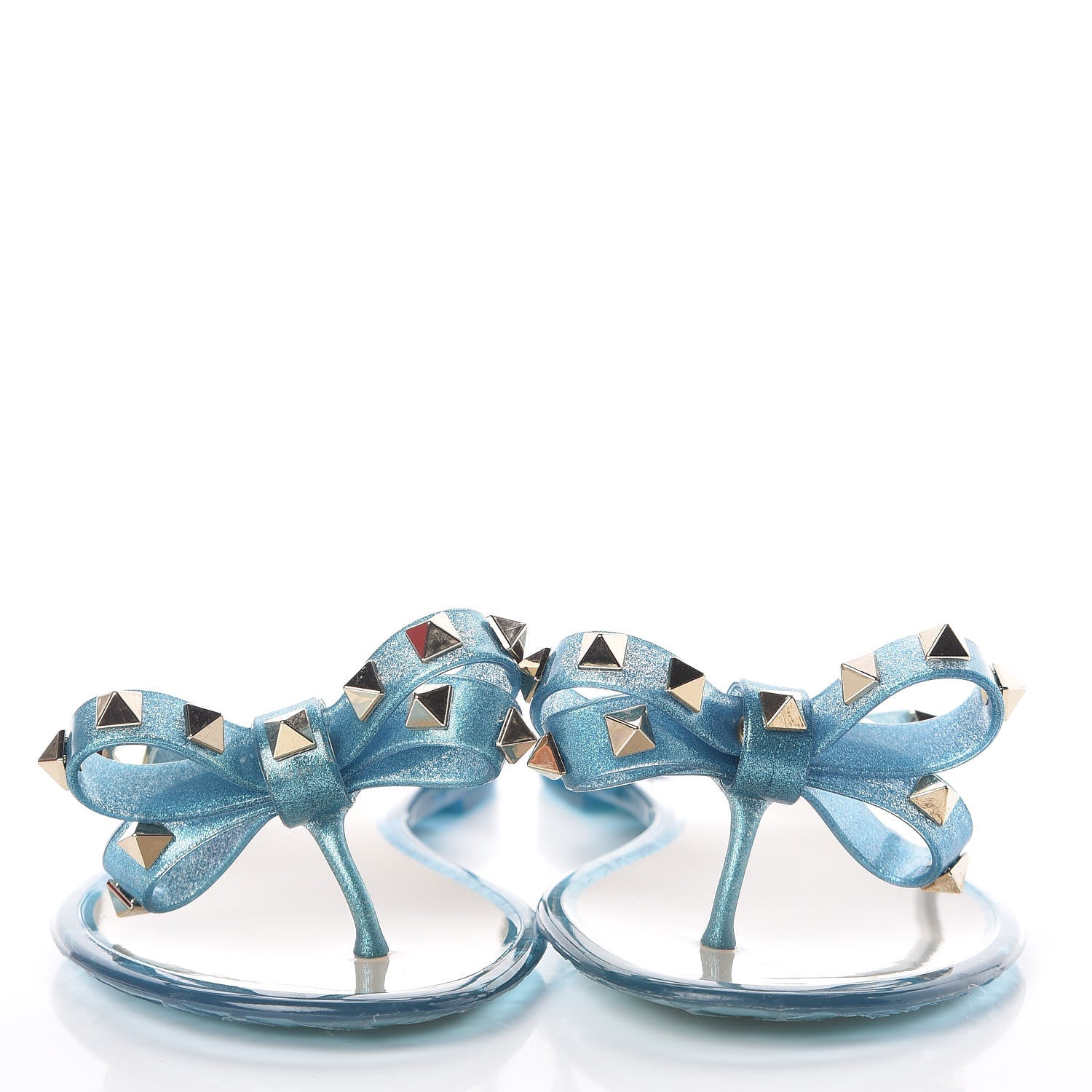 Valentino Garavani PVC Jelly Glitter Rockstud Bow Thong Sandals 36 Cerulean 2 of 8