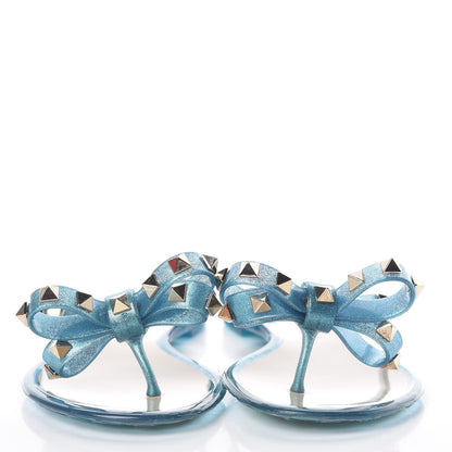 Valentino Garavani PVC Jelly Glitter Rockstud Bow Thong Sandals 36 Cerulean 2 of 8