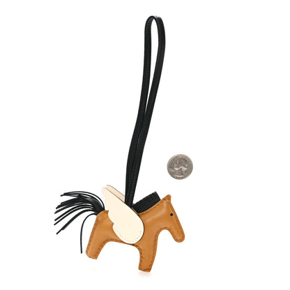 Hermes Milo Lambskin Grigri Rodeo Pegase Horse Bag Charm PM Sesame Black Nata 2 of 5