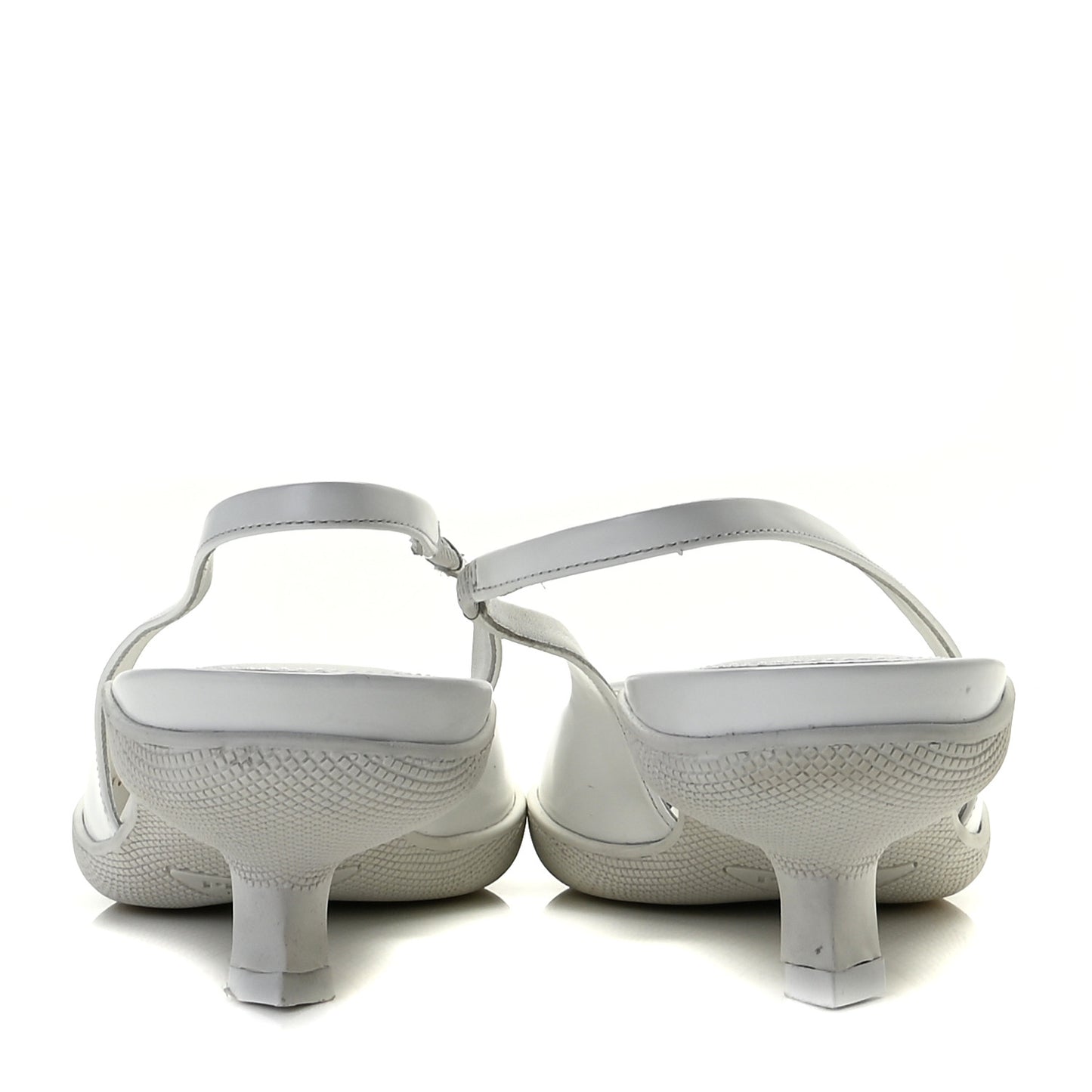 Spazzolato Triangle Logo Pointed Toe 45mm Slingback Pumps 38.5 White