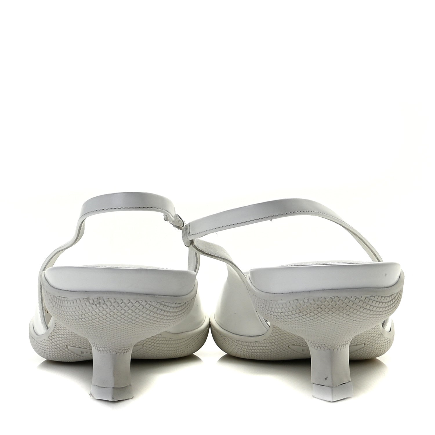 Prada Spazzolato Triangle Logo Pointed Toe 45mm Slingback Pumps 38.5 White 5 of 32