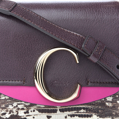 Chloe Shiny Goatskin Calfskin Lizard Embossed Mini C Double Carry Black Raisin 9 of 9