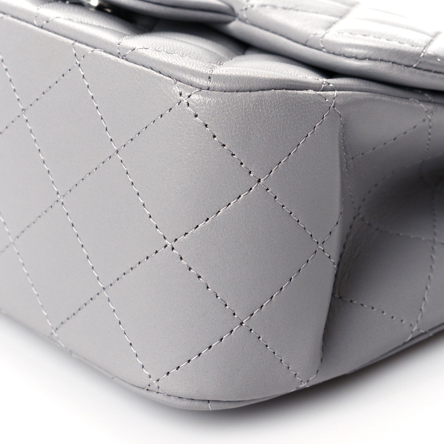 Chanel Lambskin Quilted Mini Square Flap Light Grey 10 of 11