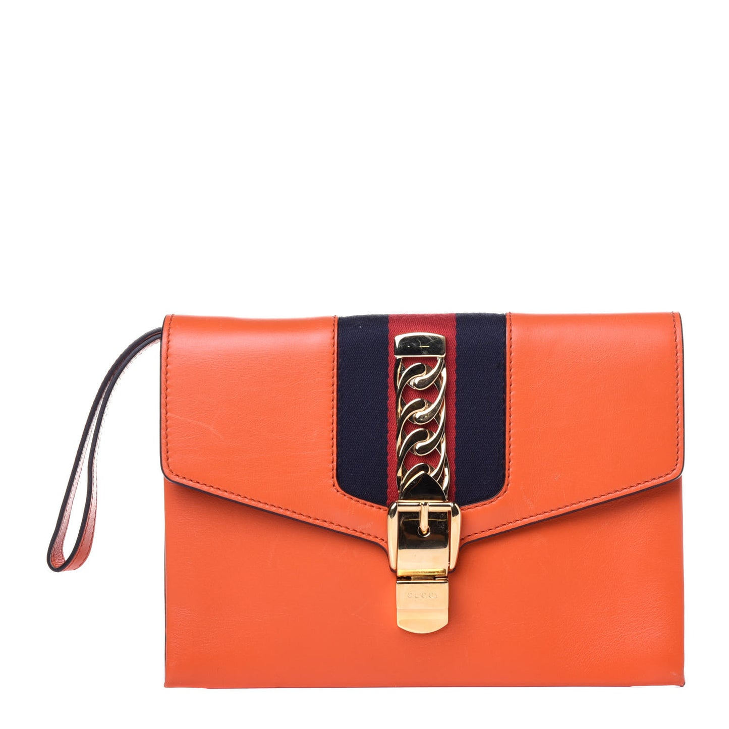 Calfskin Small Sylvie Wristlet Clutch Orange