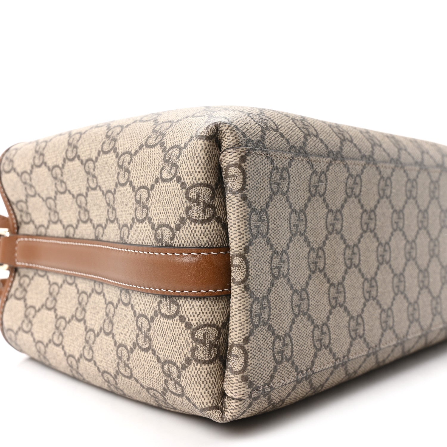 Gucci GG Supreme Monogram Emblem Medium Tote Bag Beige Dark Brown 9 of 10
