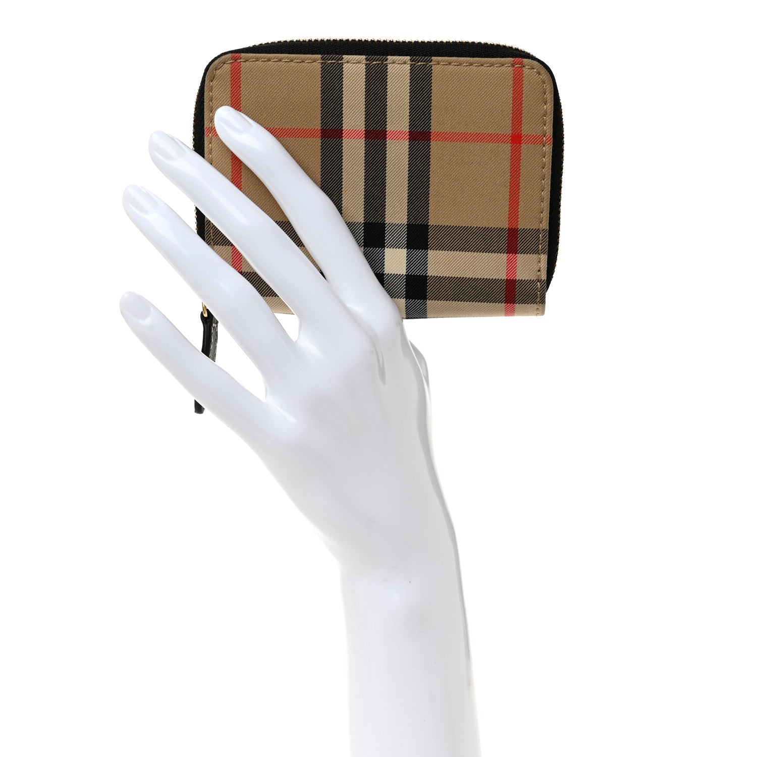 Burberry Vintage Check Mini Zip Around Wallet Archive Beige Black 2 of 6