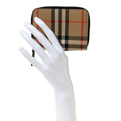 Burberry Vintage Check Mini Zip Around Wallet Archive Beige Black 2 of 6