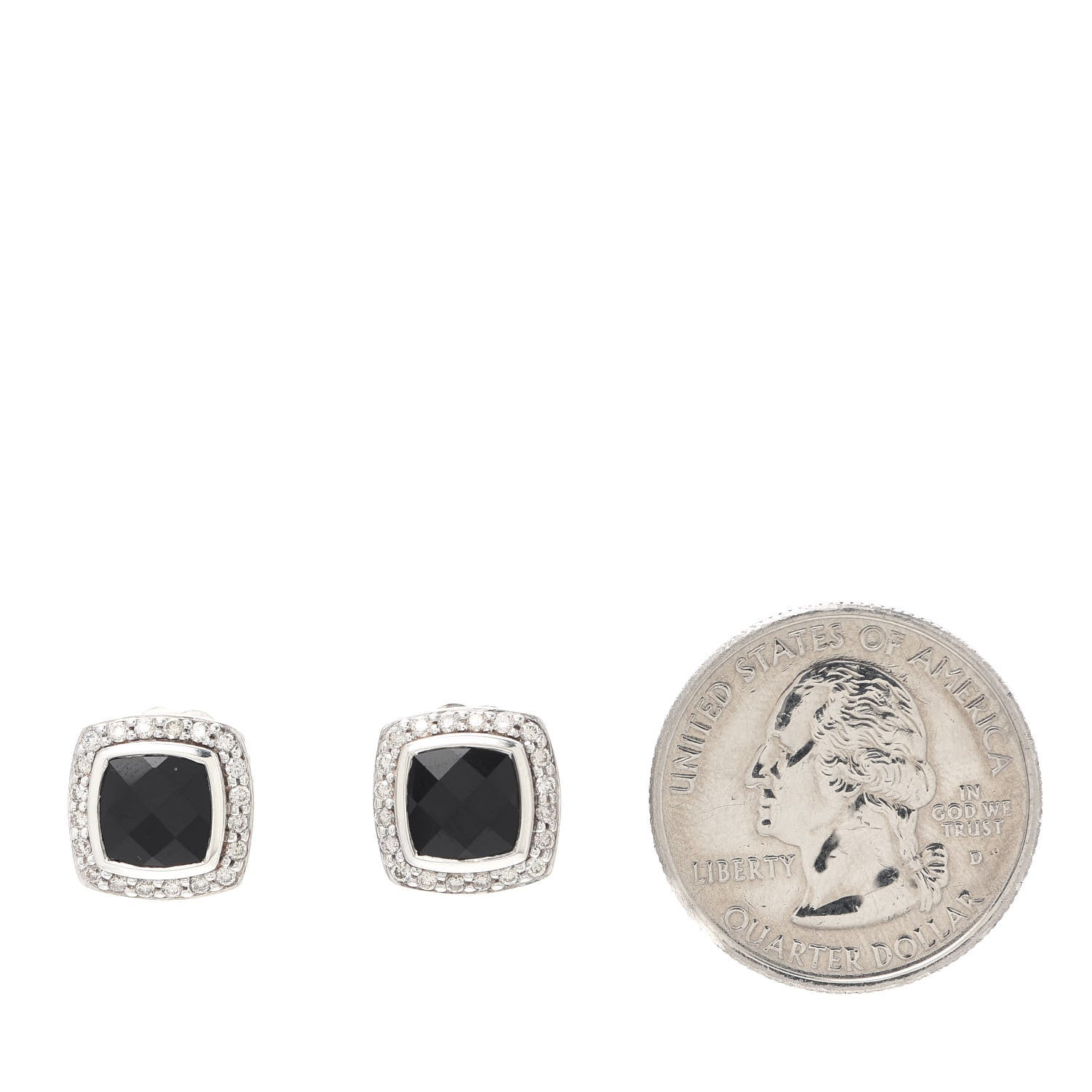 David Yurman Sterling Silver Diamond Black Onyx 7mm Petite Albion Earrings 2 of 5