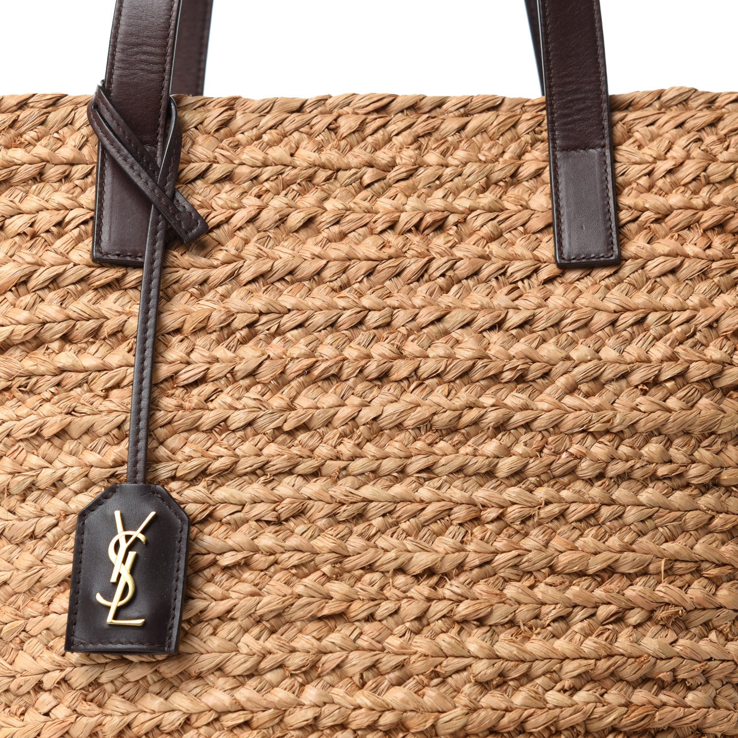 Saint Laurent Raffia Calfskin Medium Panier Tote 10 of 10