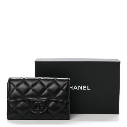 Chanel Lambskin Quilted Flap Card Holder Wallet So Black 9 of 9