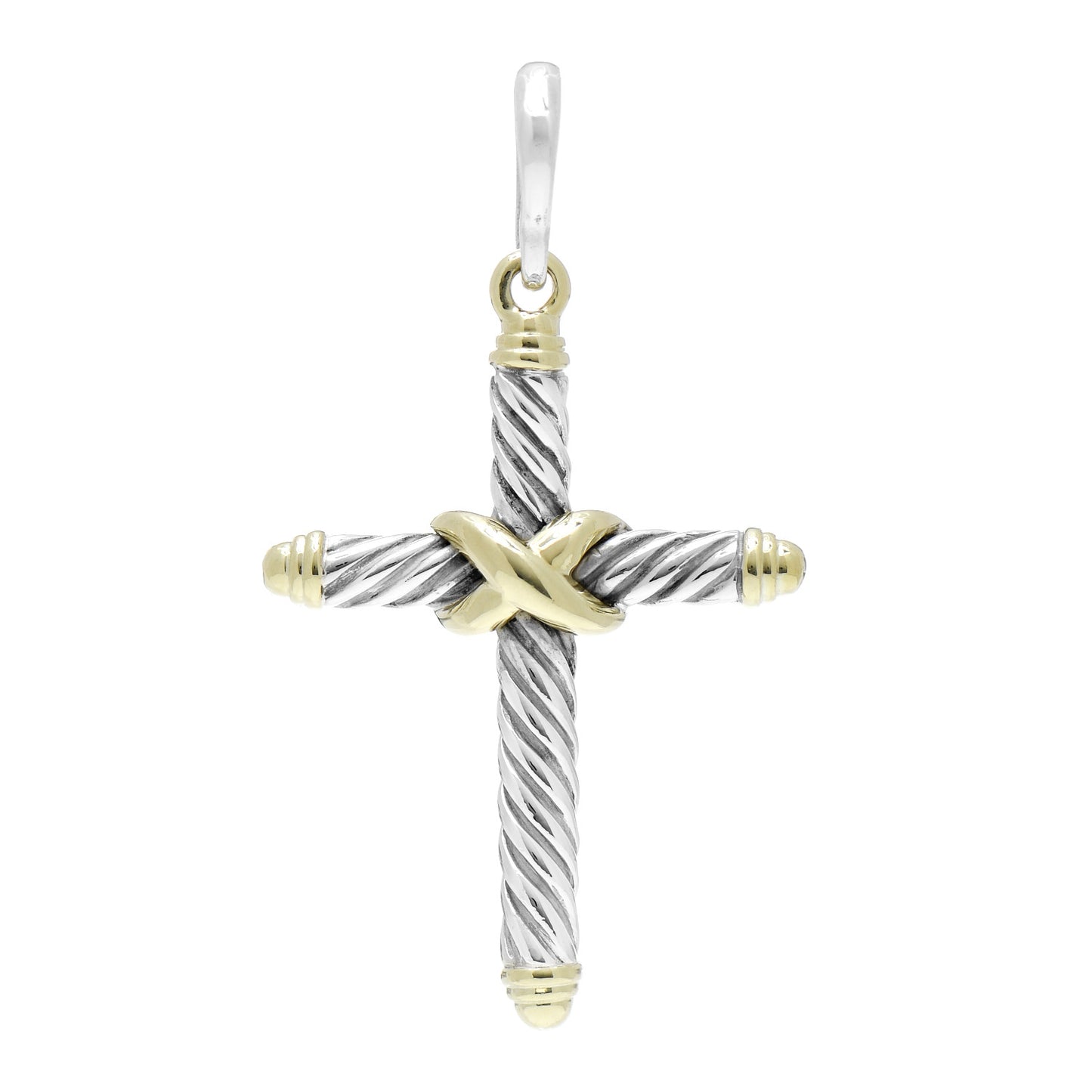 Sterling Silver 14K Yellow Gold Cross Pendant