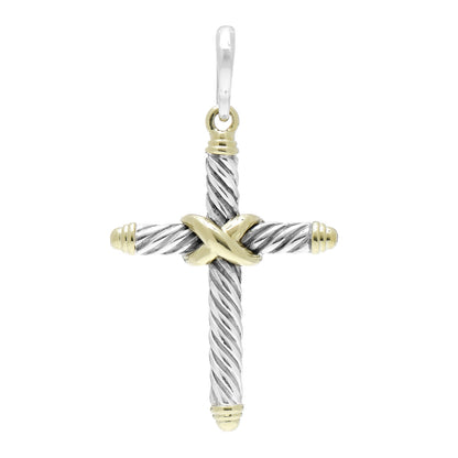 David Yurman Sterling Silver 14K Yellow Gold Cross Pendant 1 of 3