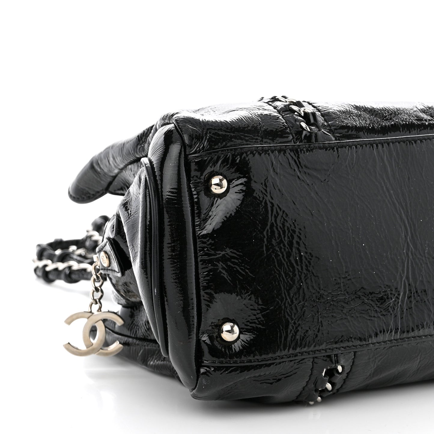 Patent Calfskin Small Luxe Ligne Tote Black