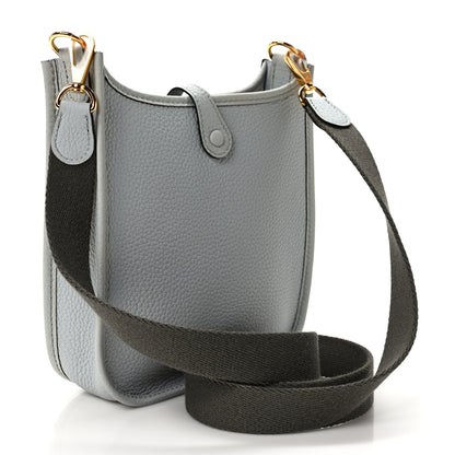 Hermes Taurillon Clemence Amazone Evelyne TPM Bleu Pale Etain 3 of 9