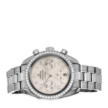 Omega Stainless Steel Diamond Bezel Mother of Pearl 38mm Speedmaster Chronograph Automatic Watch 324.15.38.40.05.001 2 of 5
