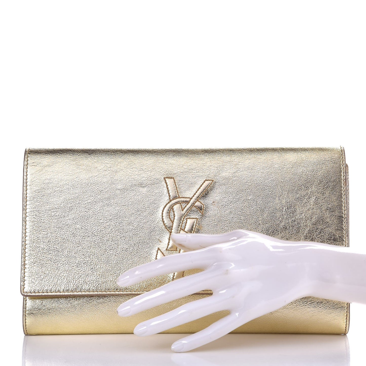 Metallic Calfskin Monogram Large Belle De Jour Clutch Gold