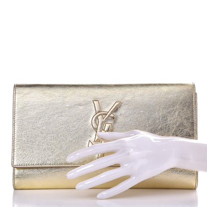 Saint Laurent Metallic Calfskin Monogram Large Belle De Jour Clutch Gold 2 of 9