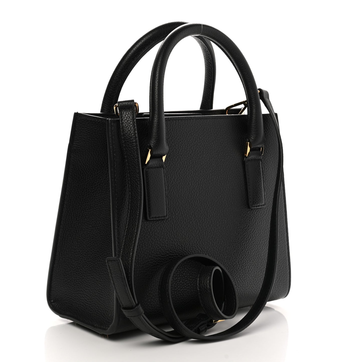 Grainy Calfskin Virtus Top Handle Tote Black