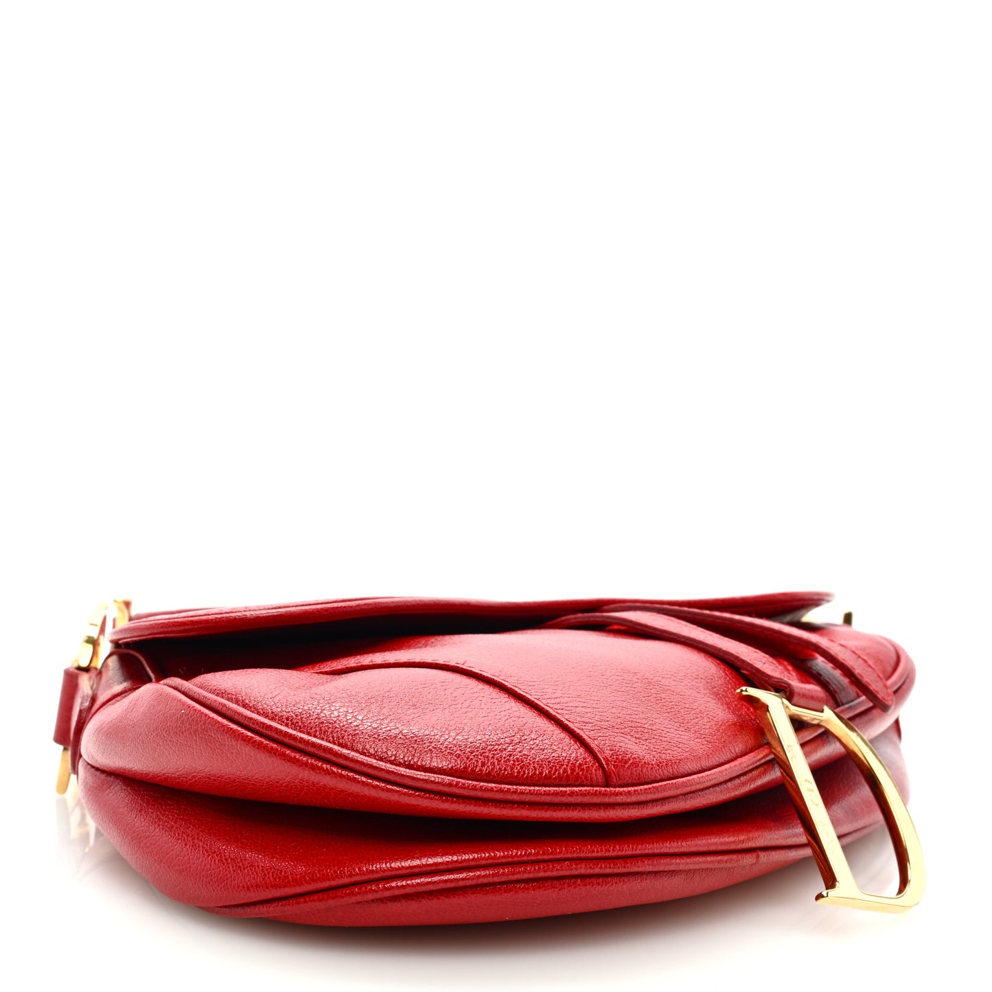 Shiny Goatskin Saddle Bag Red