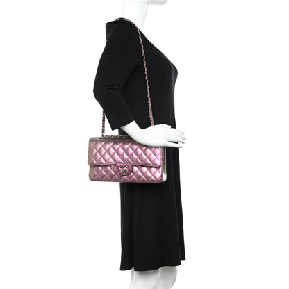 Chanel Iridescent Lambskin Quilted Medium Double Flap Purple 2 of 11