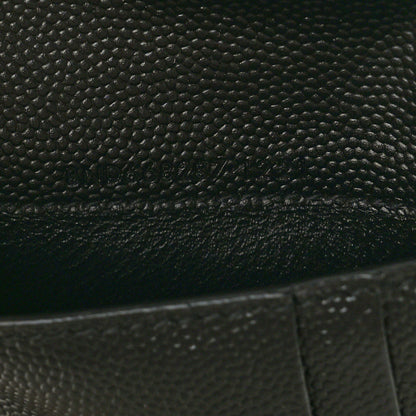 Saint Laurent Grain De Poudre Matelasse Chevron Monogram Zipped Card Case Black 7 of 9