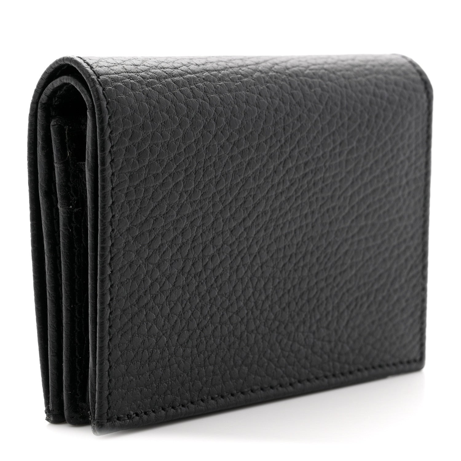 Gucci Dollar Calfskin Enamel Monochrome GG Marmont Card Case Black 3 of 7