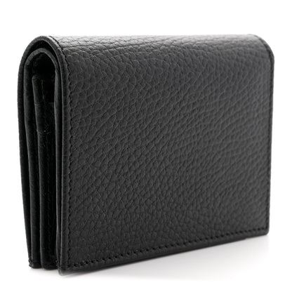 Gucci Dollar Calfskin Enamel Monochrome GG Marmont Card Case Black 3 of 7