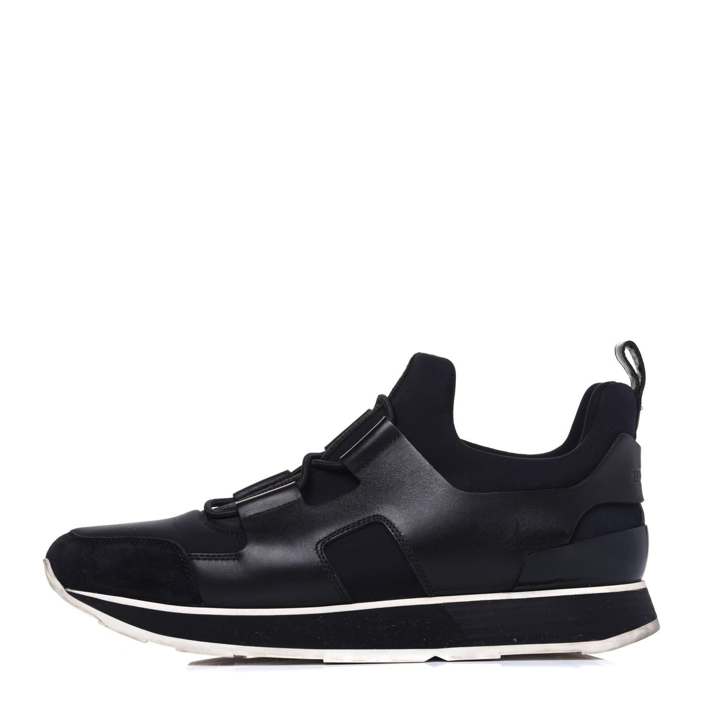 Technical Canvas Calfskin Goatskin Womens Player Sneakers 38 Marine Black