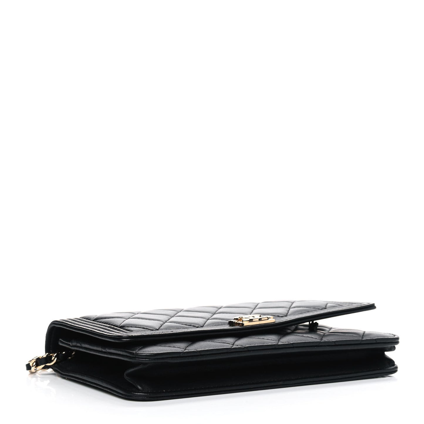 Lambskin Quilted Boy Wallet On Chain WOC Black