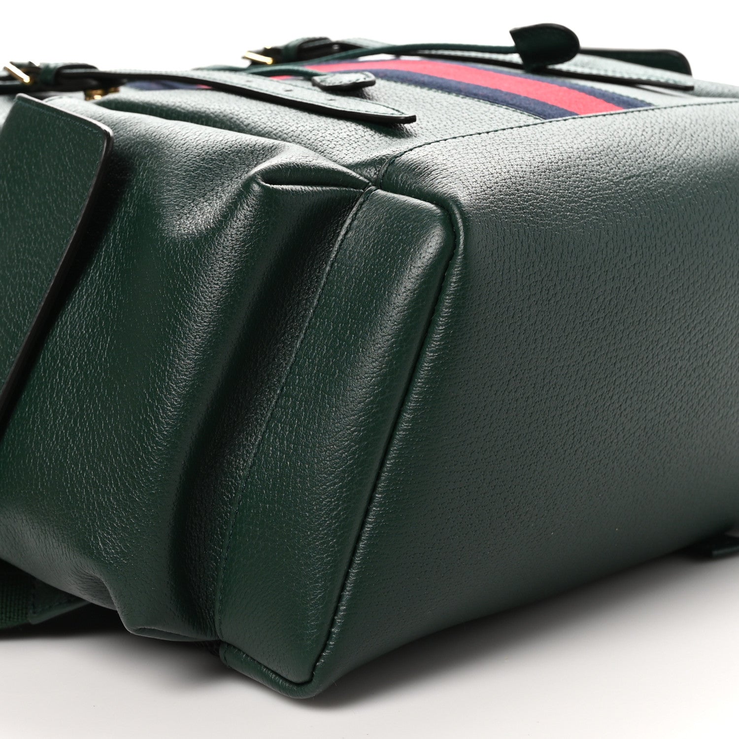 Gucci Grained Calfskin Medium Ophidia Double Buckle Backpack Green 9 of 11
