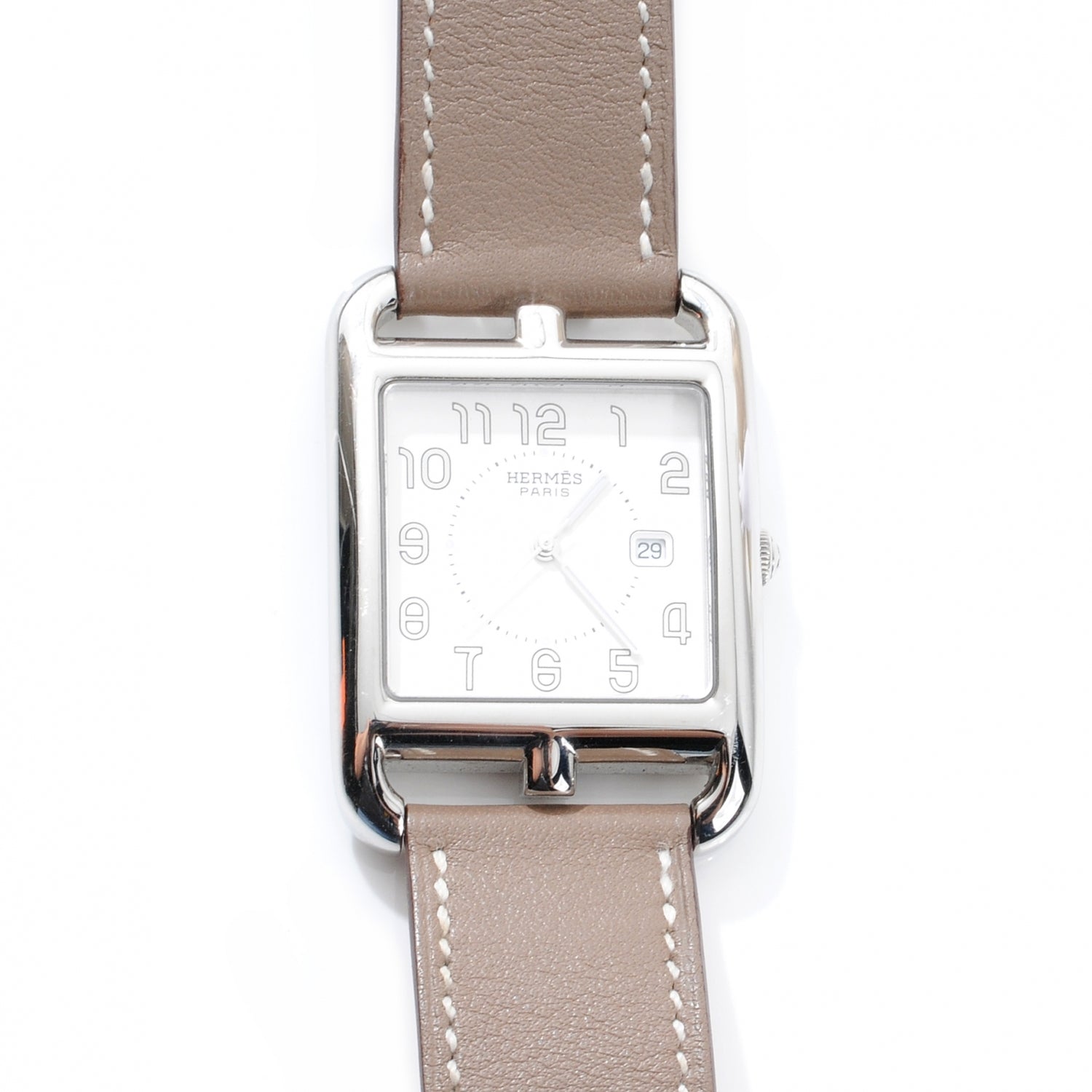 Hermes Stainless Steel Swift 29mm Cape Cod Double Tour Quartz Watch Etoupe 1 of 10