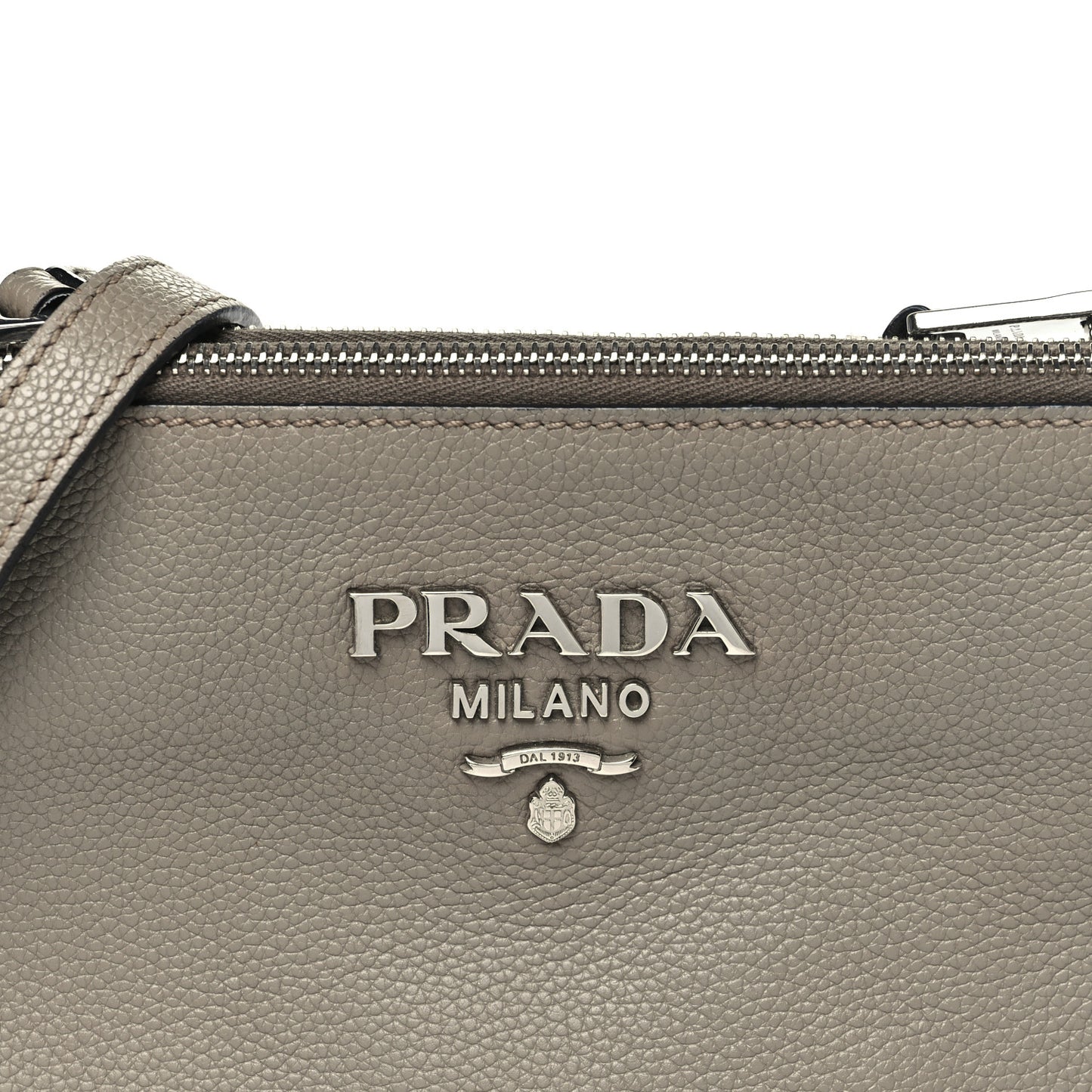 Vitello Phenix Double Zip Crossbody Bag Argilla