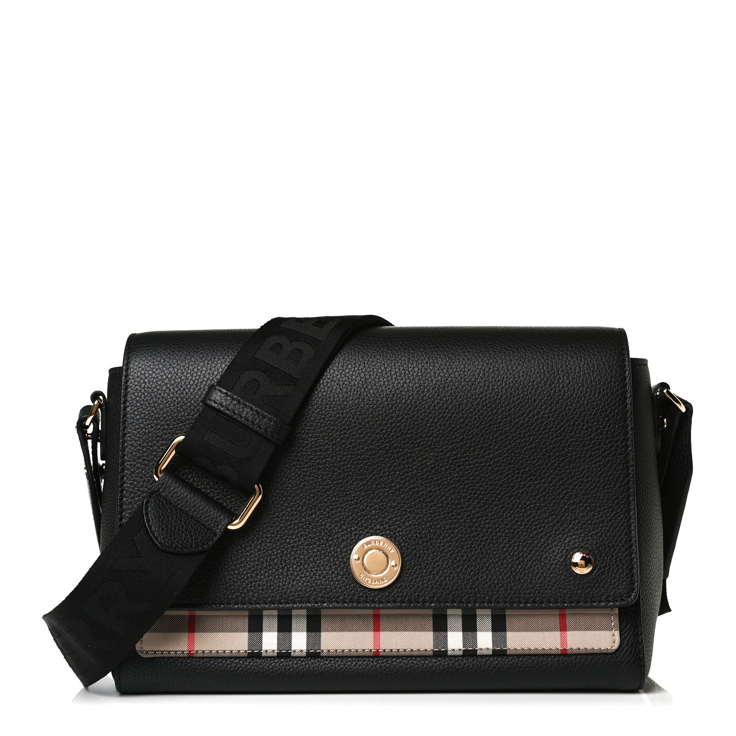 Burberry Grainy Calfskin Vintage Check Note Crossbody Bag Black 1 of 10