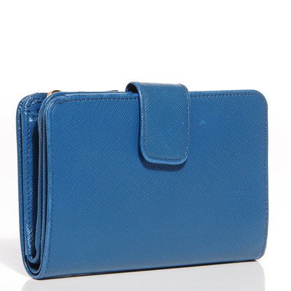 Prada Saffiano Metal Compact Wallet Cobalto 3 of 9