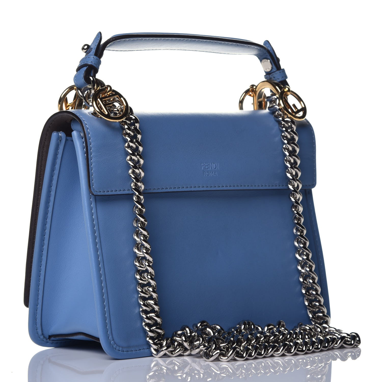 Fendi Vitello Century Opaco F is Fendi Small Kan I Shoulder Bag Ceruleo 3 of 9