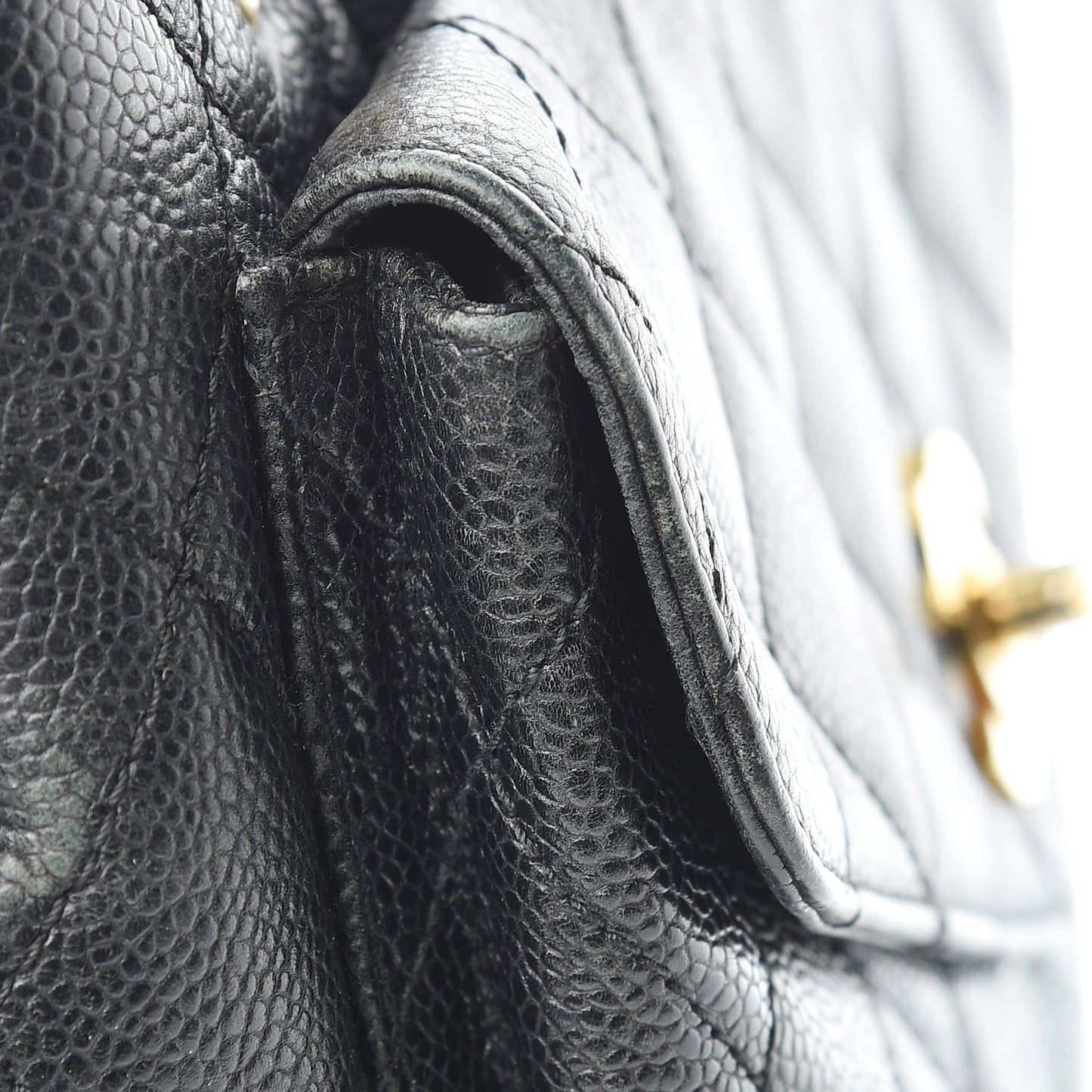 Caviar Quilted Flap Shoulder Bag Black