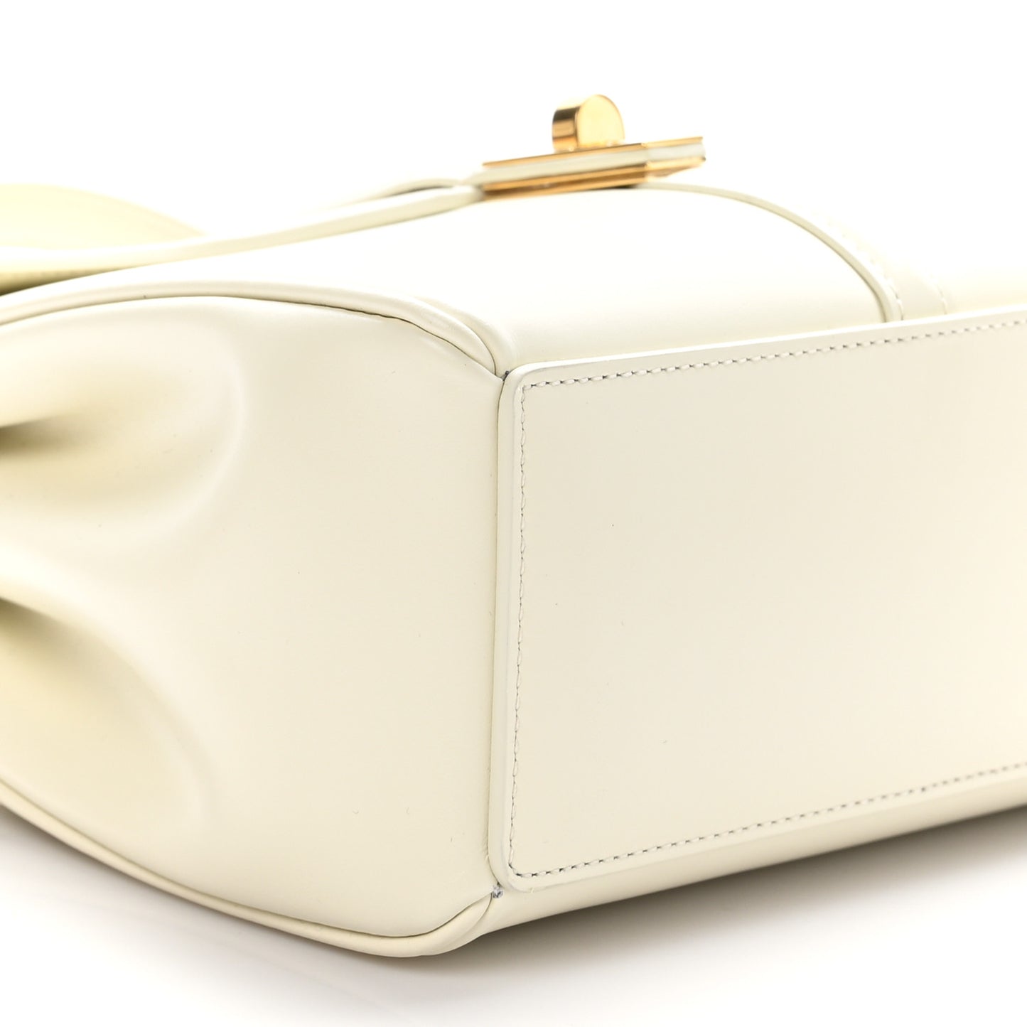 Satinated Calfskin Mini 16 Top Handle Bag White Cotton