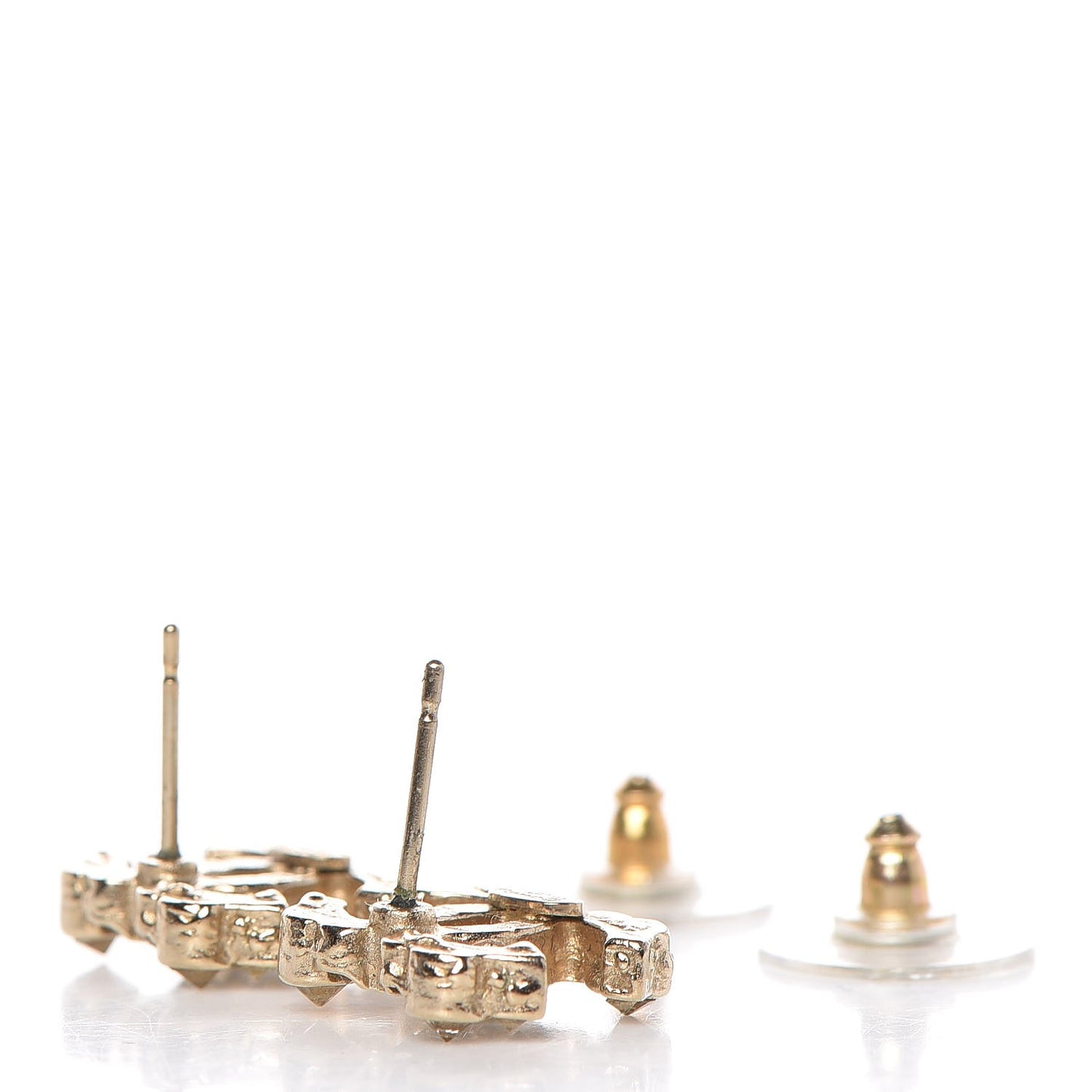 Crystal Poured Glass CC Earrings Gold