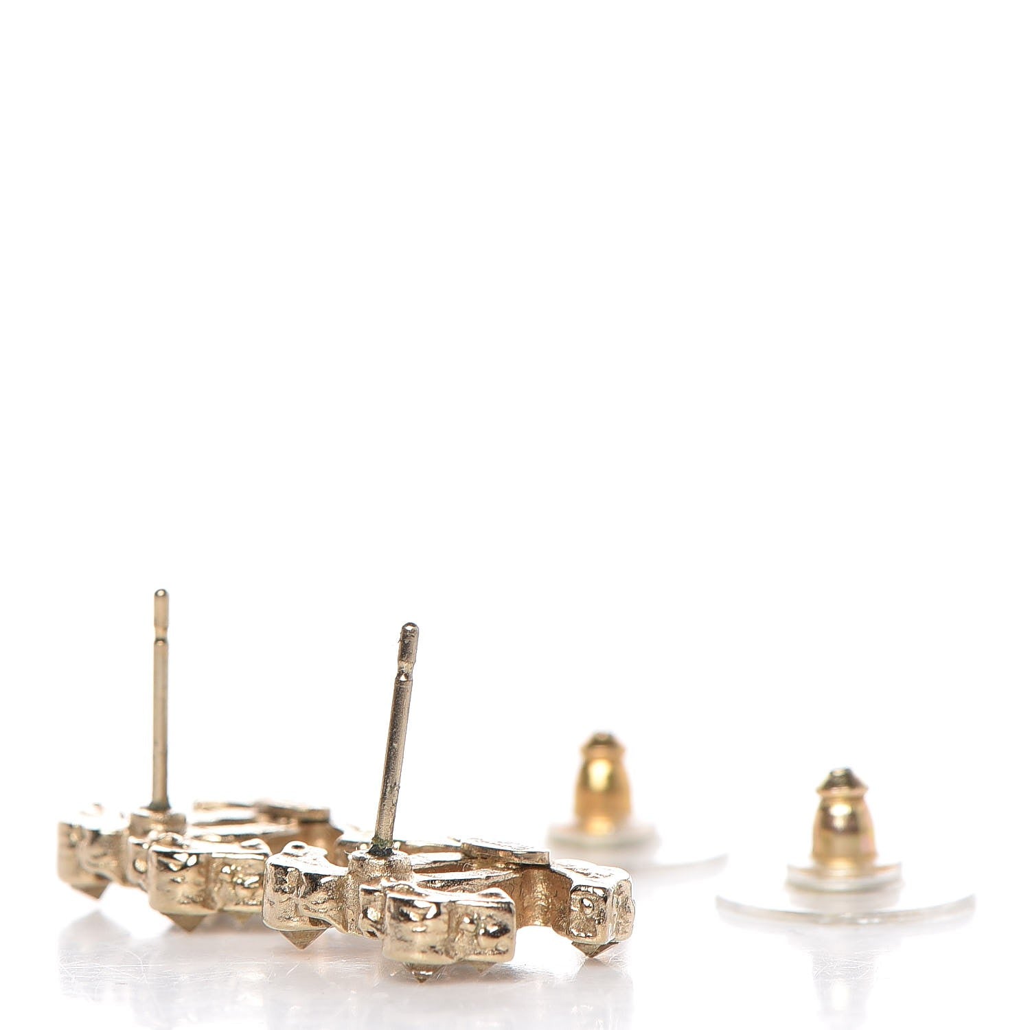 Chanel Crystal Poured Glass CC Earrings Gold 4 of 5