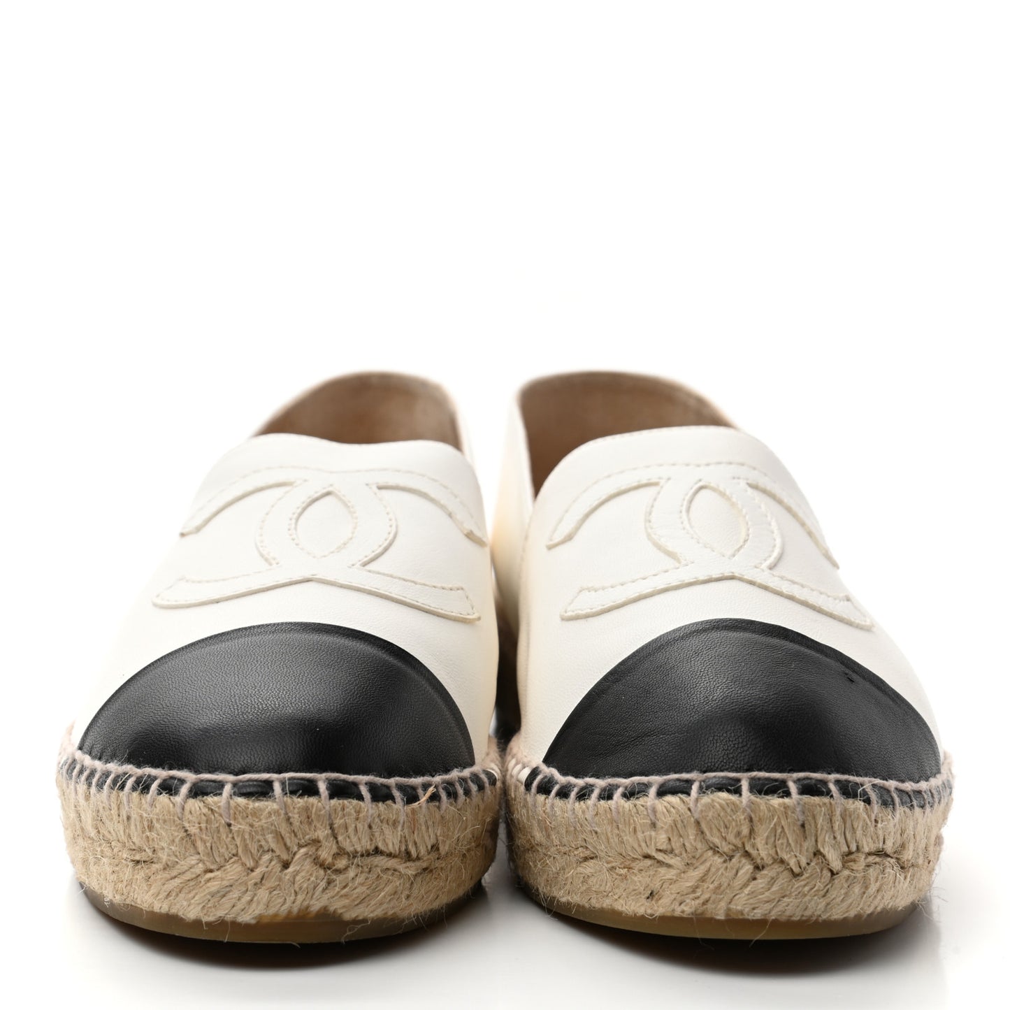 Lambskin CC Espadrilles 39 White Black