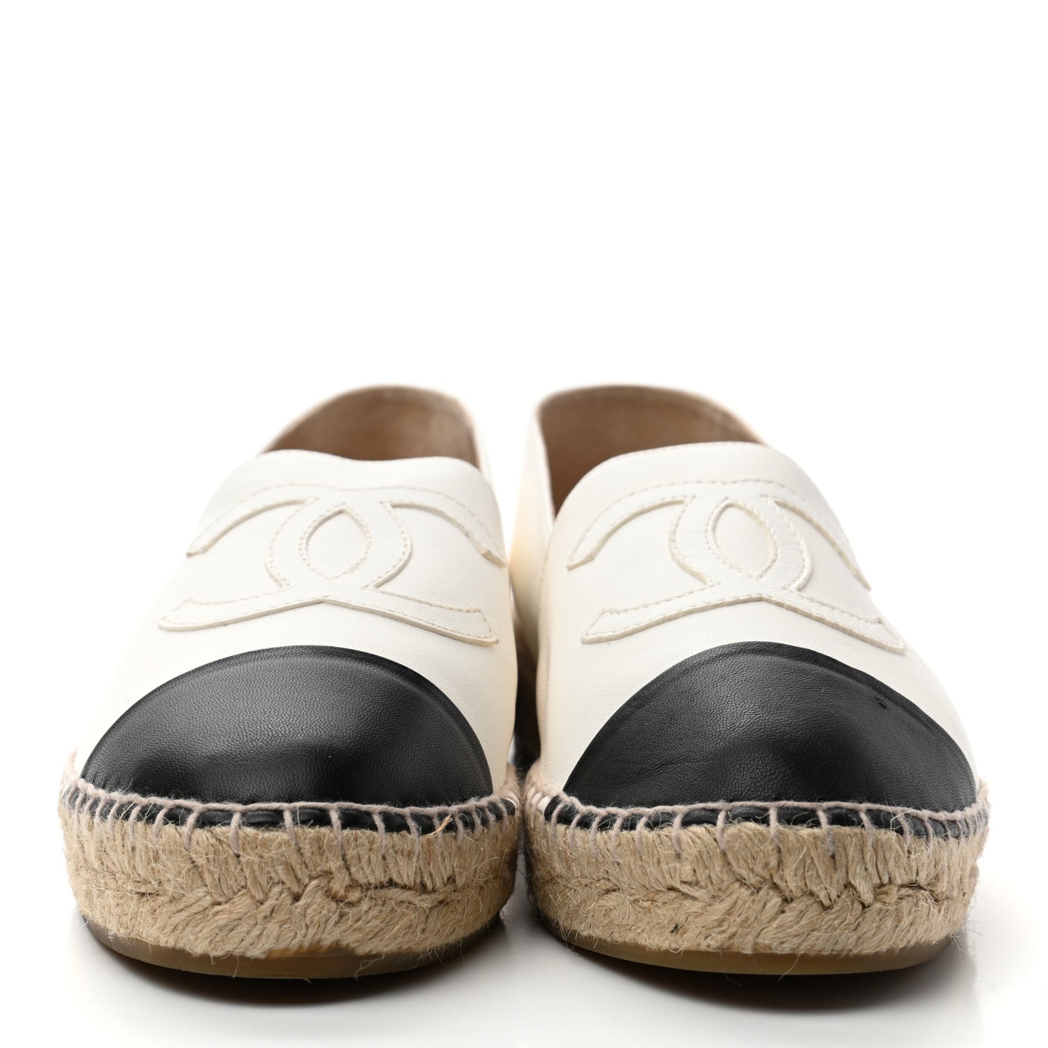 Chanel Lambskin CC Espadrilles 39 White Black 2 of 9